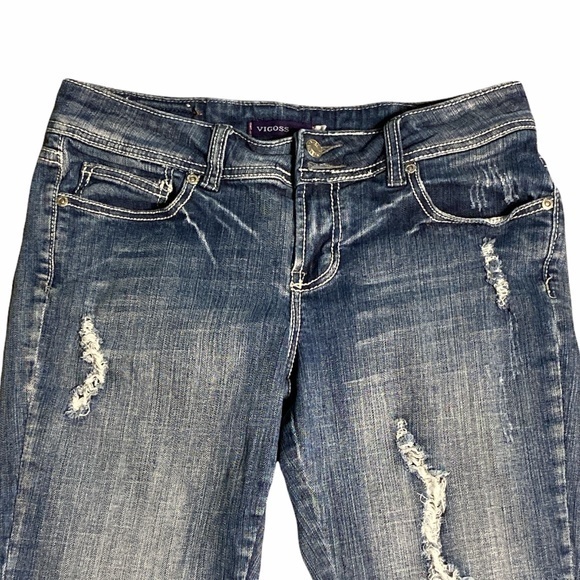 Vigoss Destroyed Cuffed Capri Jeans Sz. 7 Juniors - Picture 2 of 12